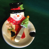 Holly Snowman Bowl w/Spreader