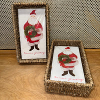 Santa Napkins in Guest Towel Holder Set