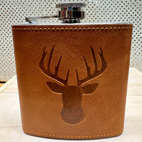 
              Deer / Antler Faux Leather Flask
            