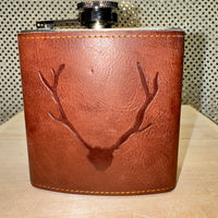 
              Deer / Antler Faux Leather Flask
            