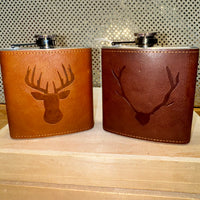 
              Deer / Antler Faux Leather Flask
            