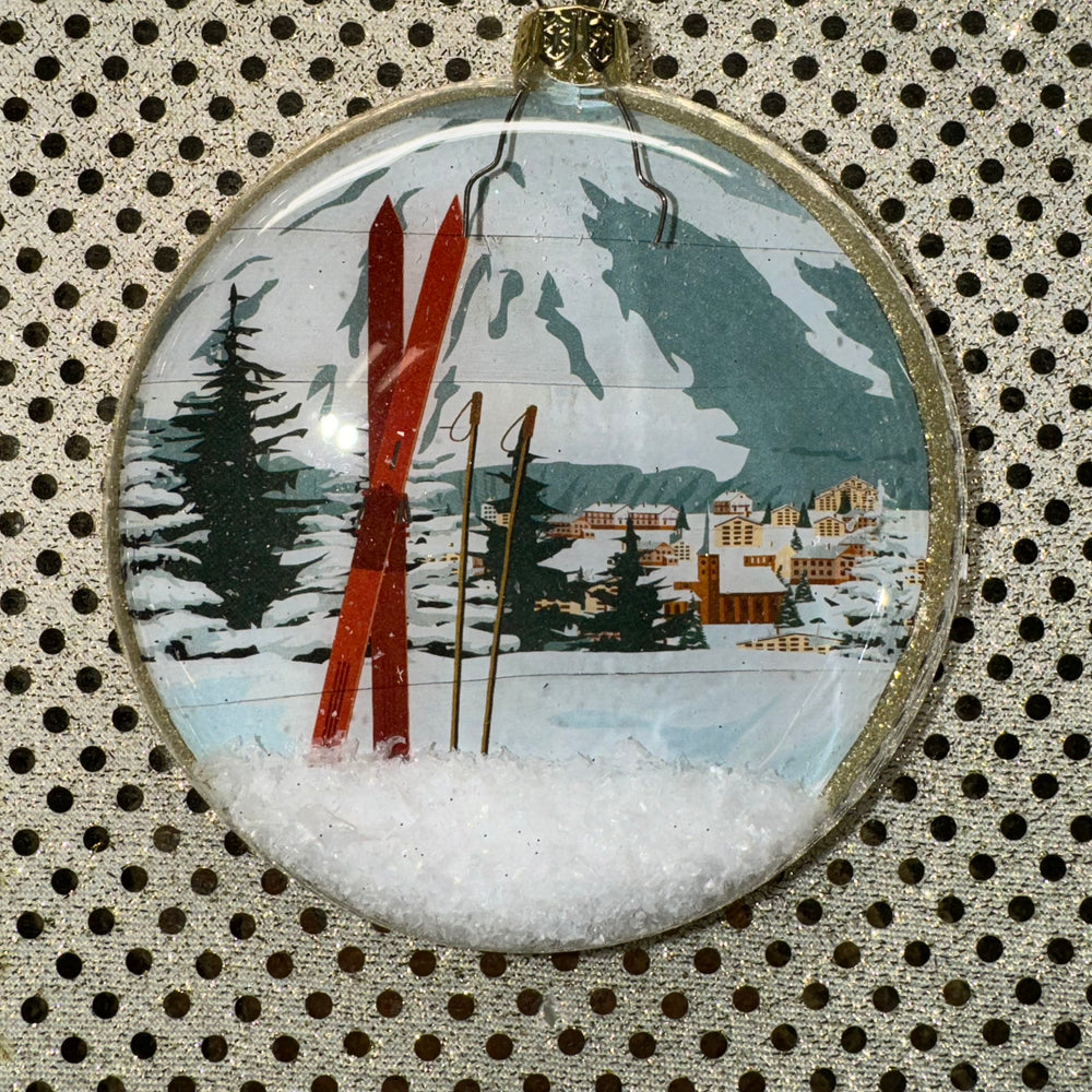 Ski Town Disk  Ornament