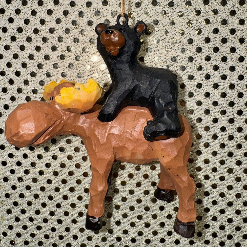 Bear Riding Moose Ornament