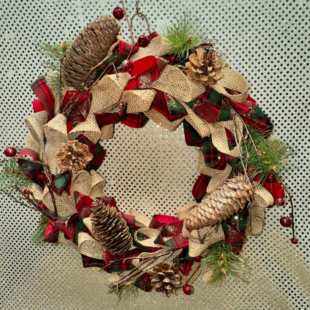 Wreath burlap/plaid