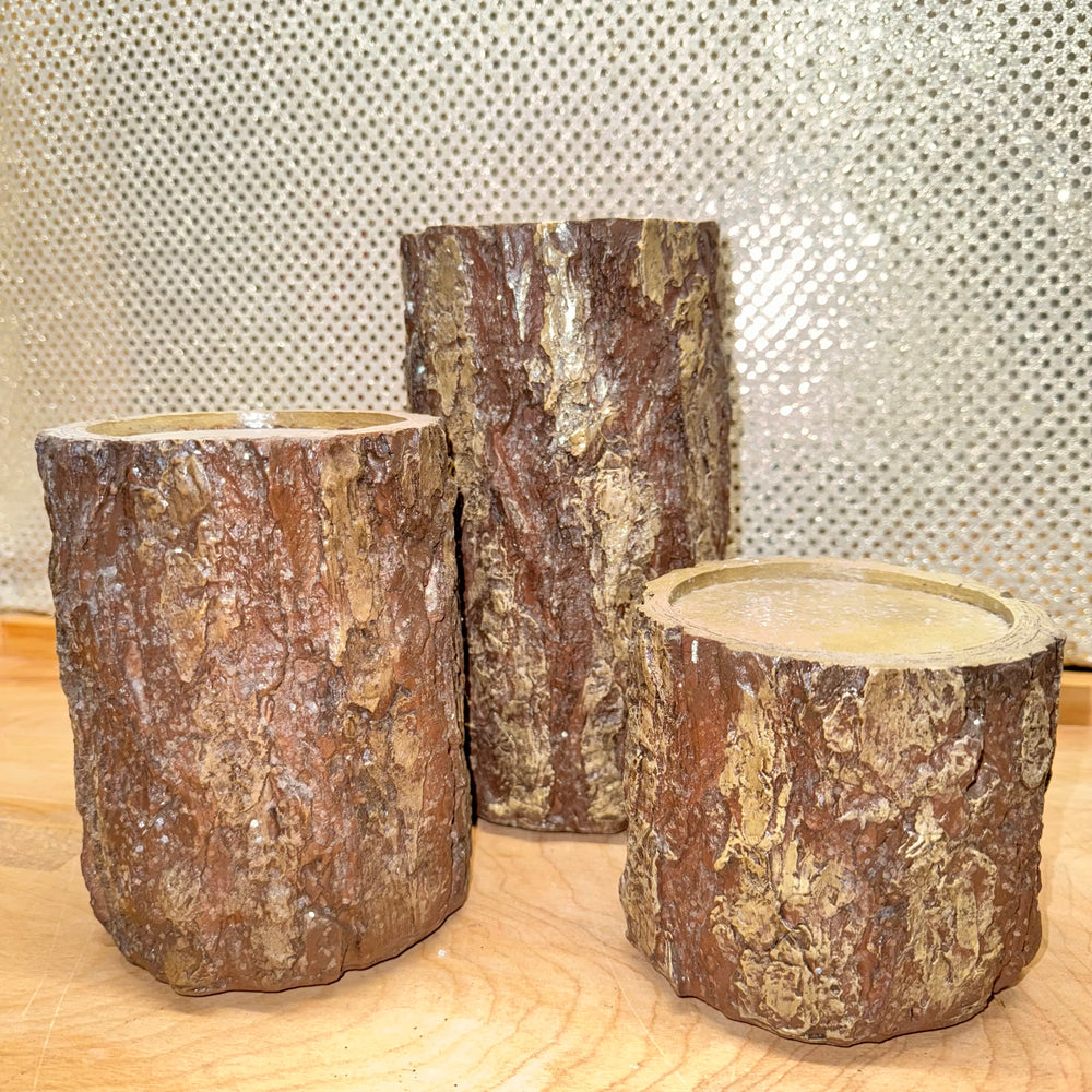 Wood-look Pine Log Pillar Holder