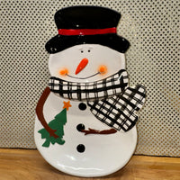
              Snowman w/Buffalo Check Scarf Serving Tray
            