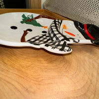 
              Snowman w/Buffalo Check Scarf Serving Tray
            