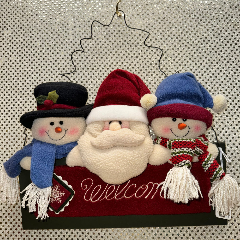 Welcome Santa and Snommen Plush Wall/Door Sign