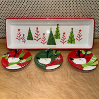 
              Ceramic Trees Serving Tray with 3 dishes
            