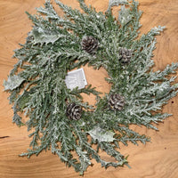 Iced Greens w/Pine Cones Candle Ring