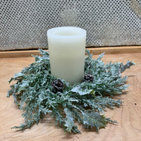 
              Icy Greens Wreath (holds 4"candle)
            