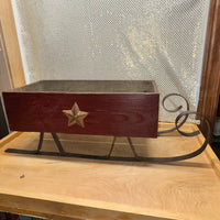 
              Red Wood  Distressed Sleigh w/Star (2 sizes)
            