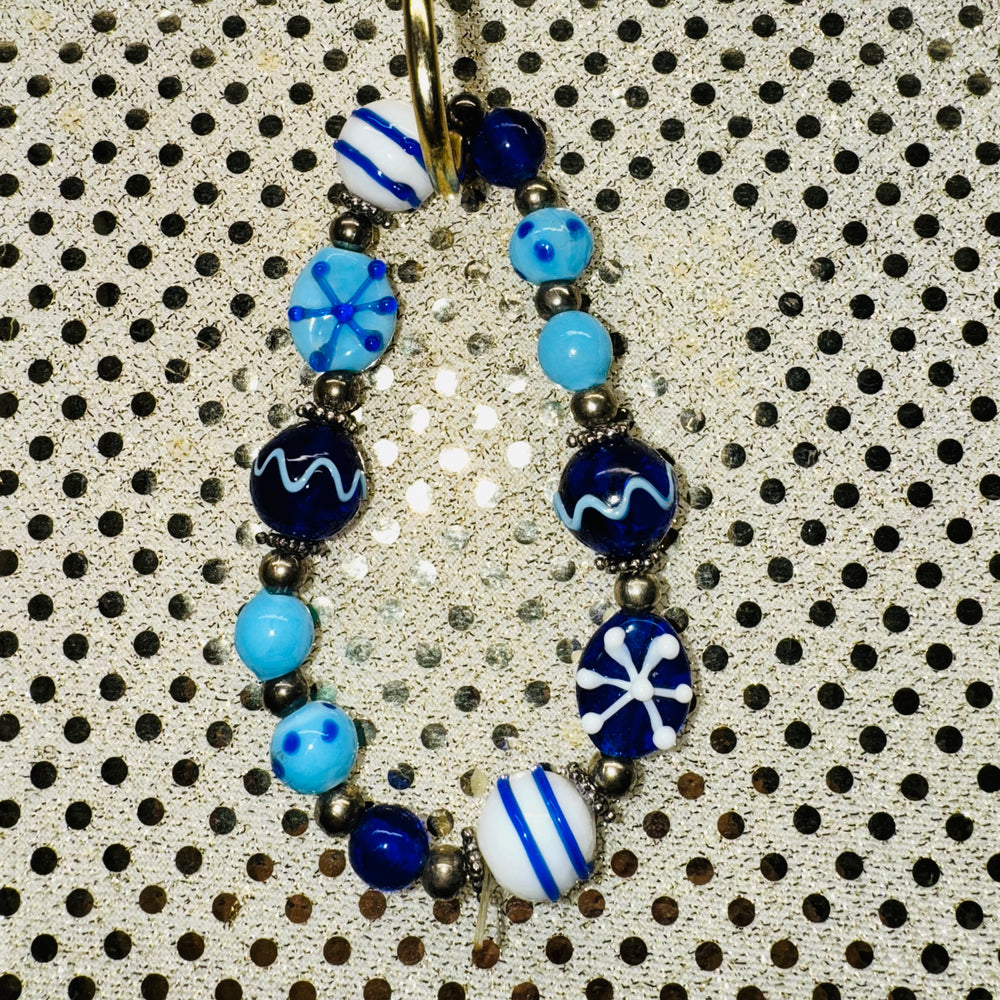 Beaded Bracelets - Blues w/snowflakes