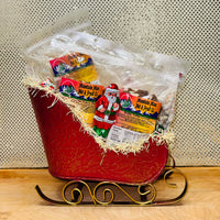 
              Holiday Red and Gold Metal Sleigh
            