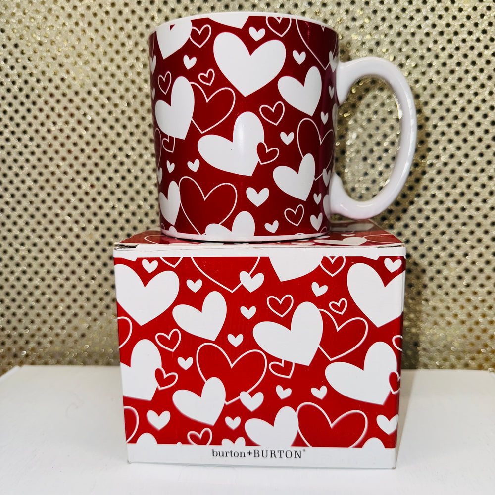 Red and White Heart Mug