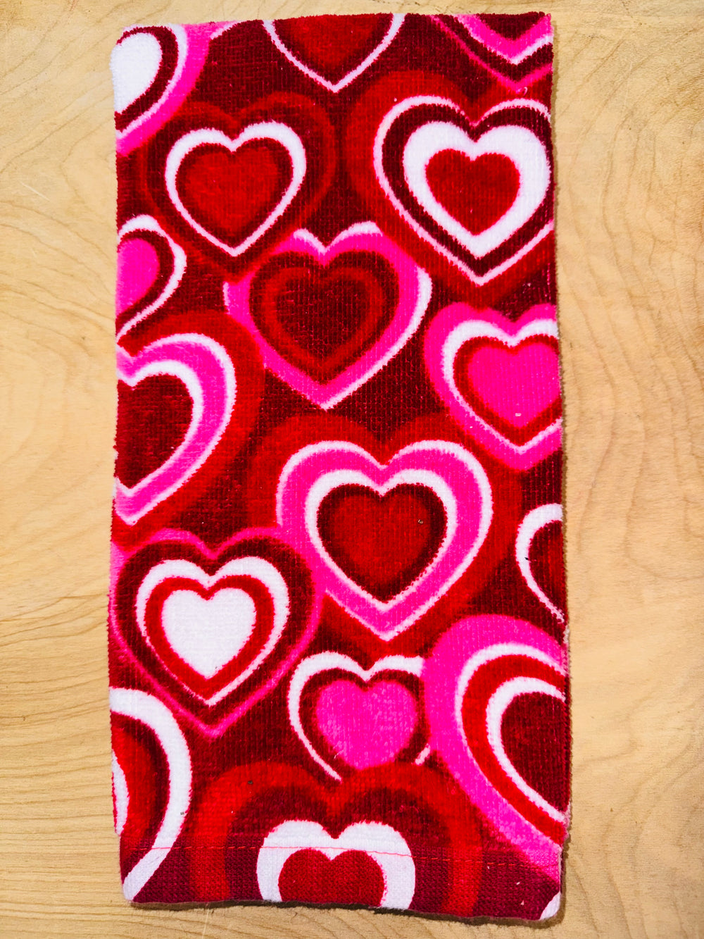 Red with Pink and White Hearts Dish towel