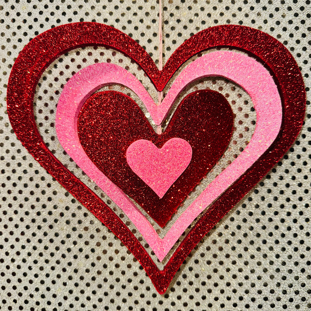 3D Pink and Red Heart Decor