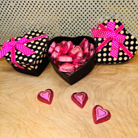 
              Hot Pink Ribbon Heart Box with Chocolates
            