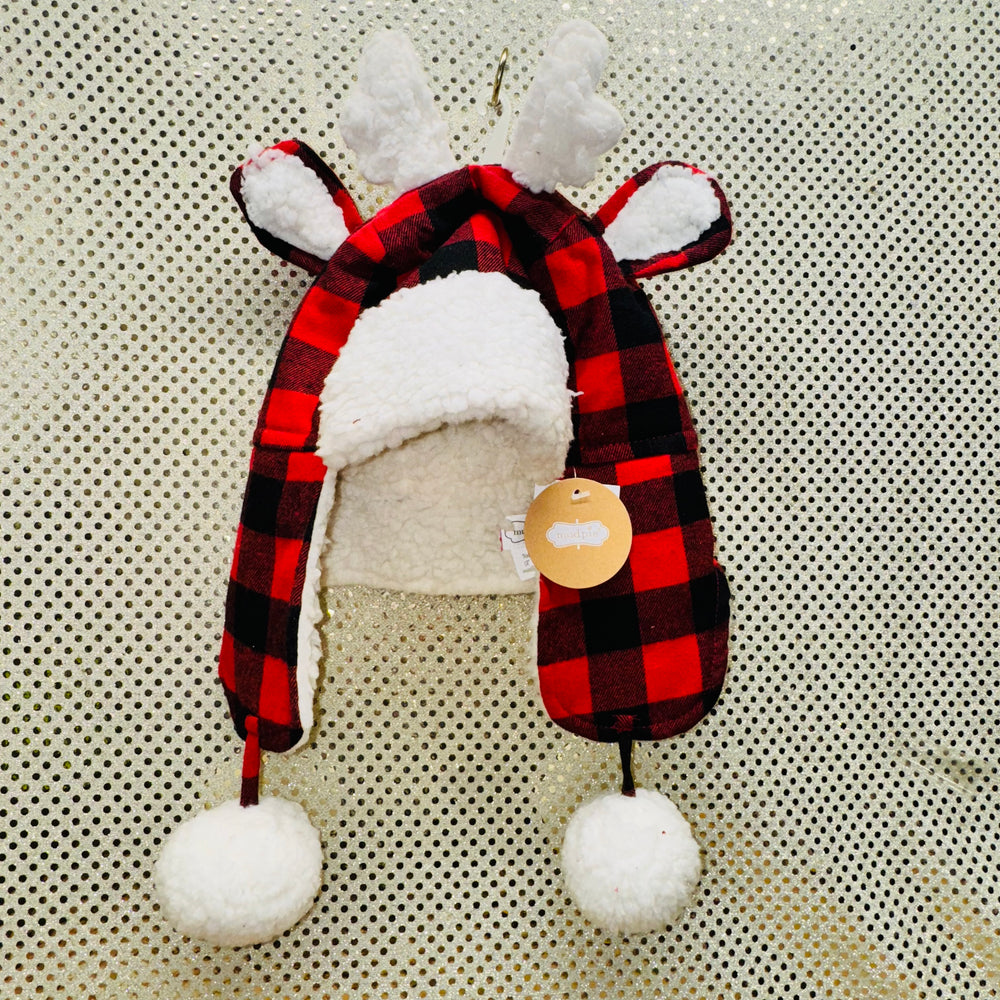 Buffalo Plaid Deer Antler Hat