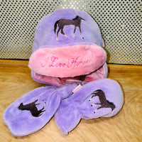 I Love Horses Hat and Mitten Set