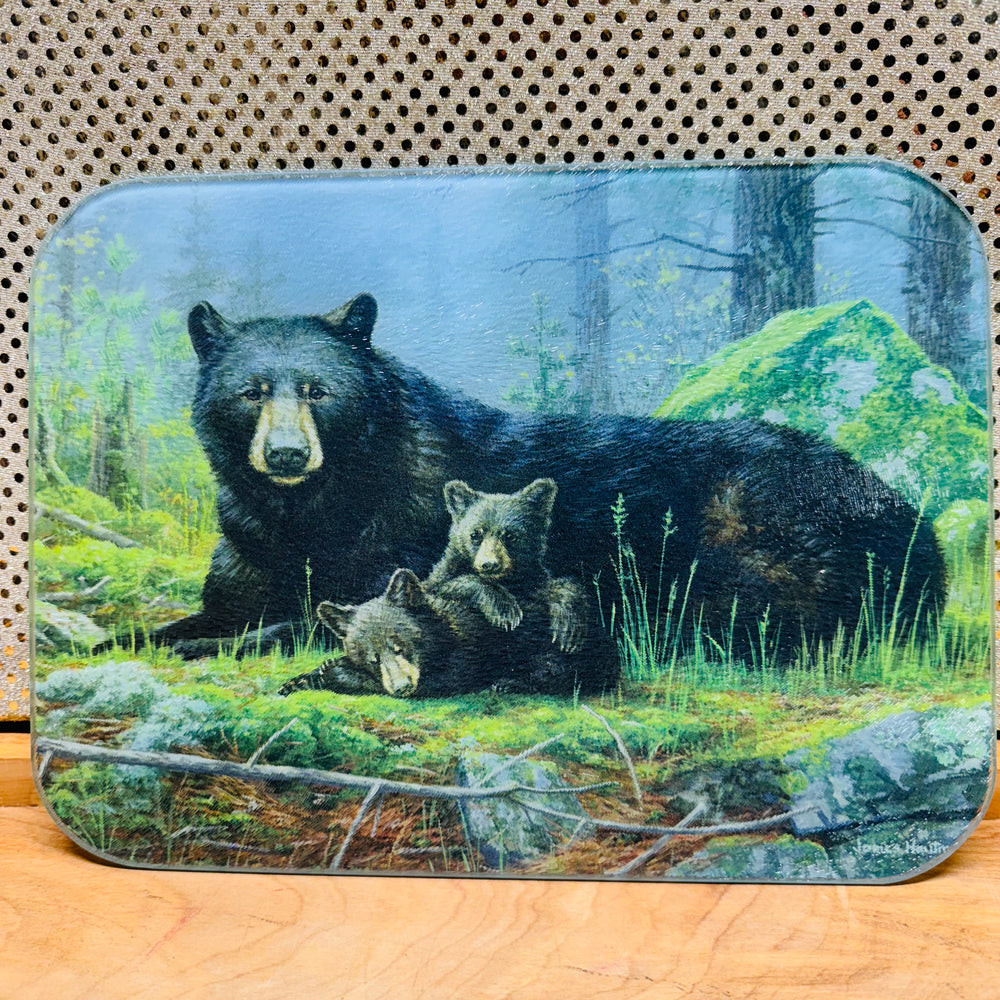 Bear and Cubs Tempered Glass Cutting Board
