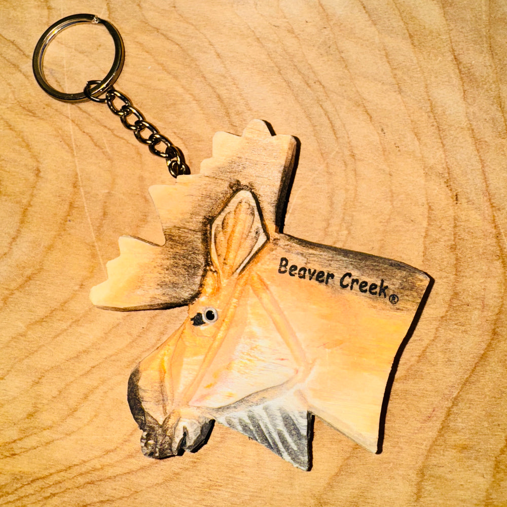 Beaver Creek Wood Moosehead Keychain
