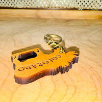 
              Colorado Wood Keychain - Bear, Moose or Trout
            
