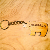 
              Colorado Wood Keychain - Bear, Moose or Trout
            