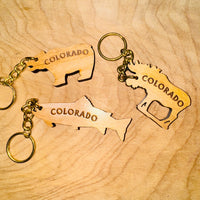 
              Colorado Wood Keychain - Bear, Moose or Trout
            