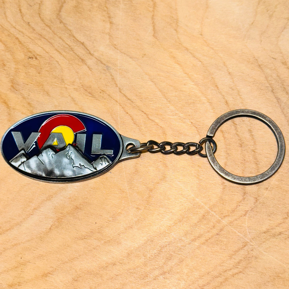 Vail Colorado Flag Mountains Keychain