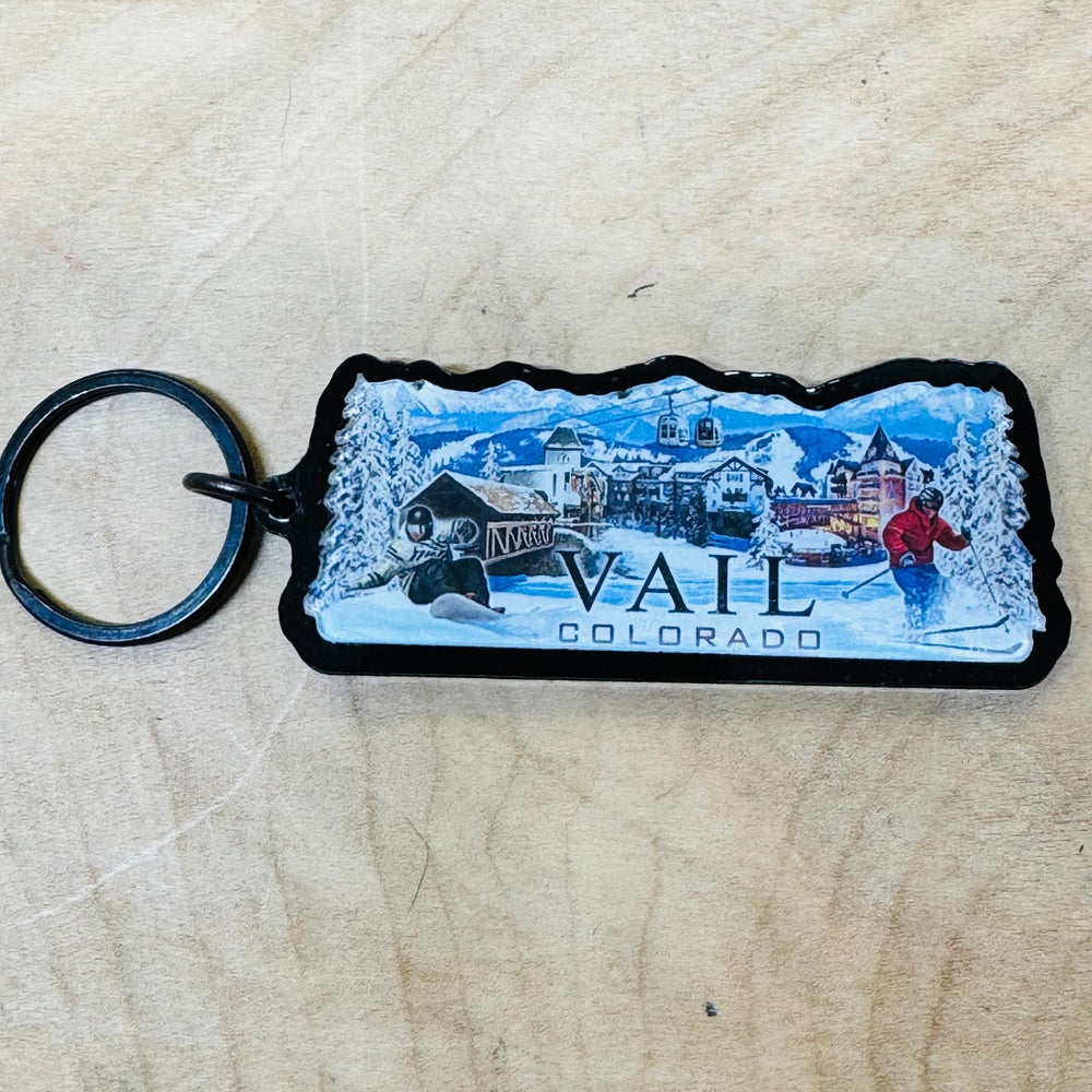 Vail Village Ski Keychain