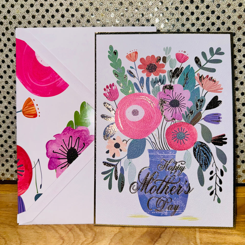Mother's Day Card - Purple Vase with Flowers