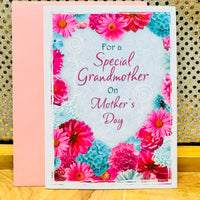 
              Mother's Day Card - for Grandma Hot Pink & Turquoise flowers
            