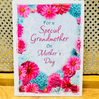 
              Mother's Day Card - for Grandma Hot Pink & Turquoise flowers
            