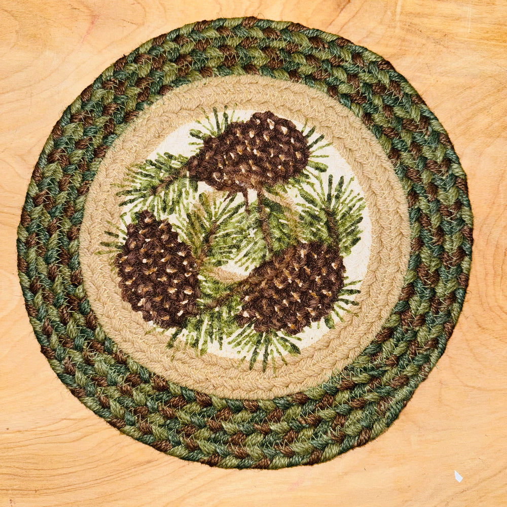 Braided Jute Pinecone Mat