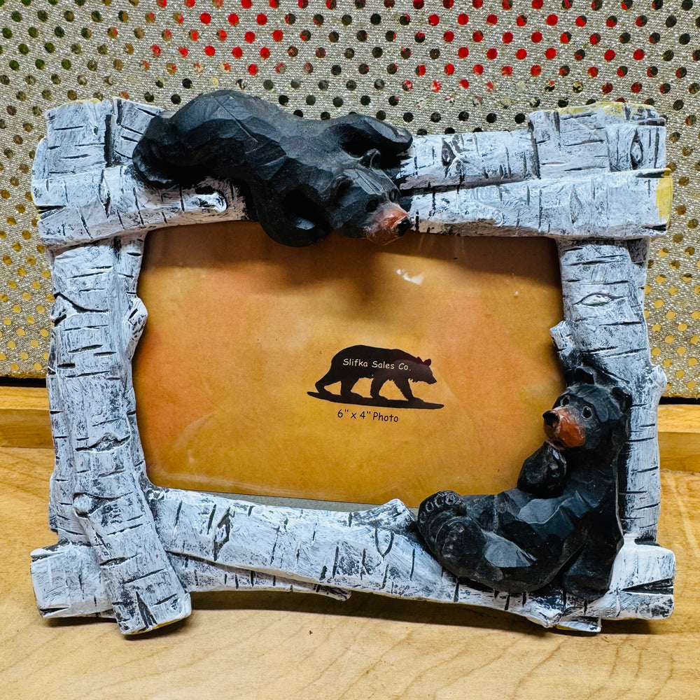 Birch Tree Picture Frame with Two Bears