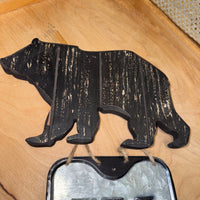 
              Wood Bear and Metal Welcome Sign
            