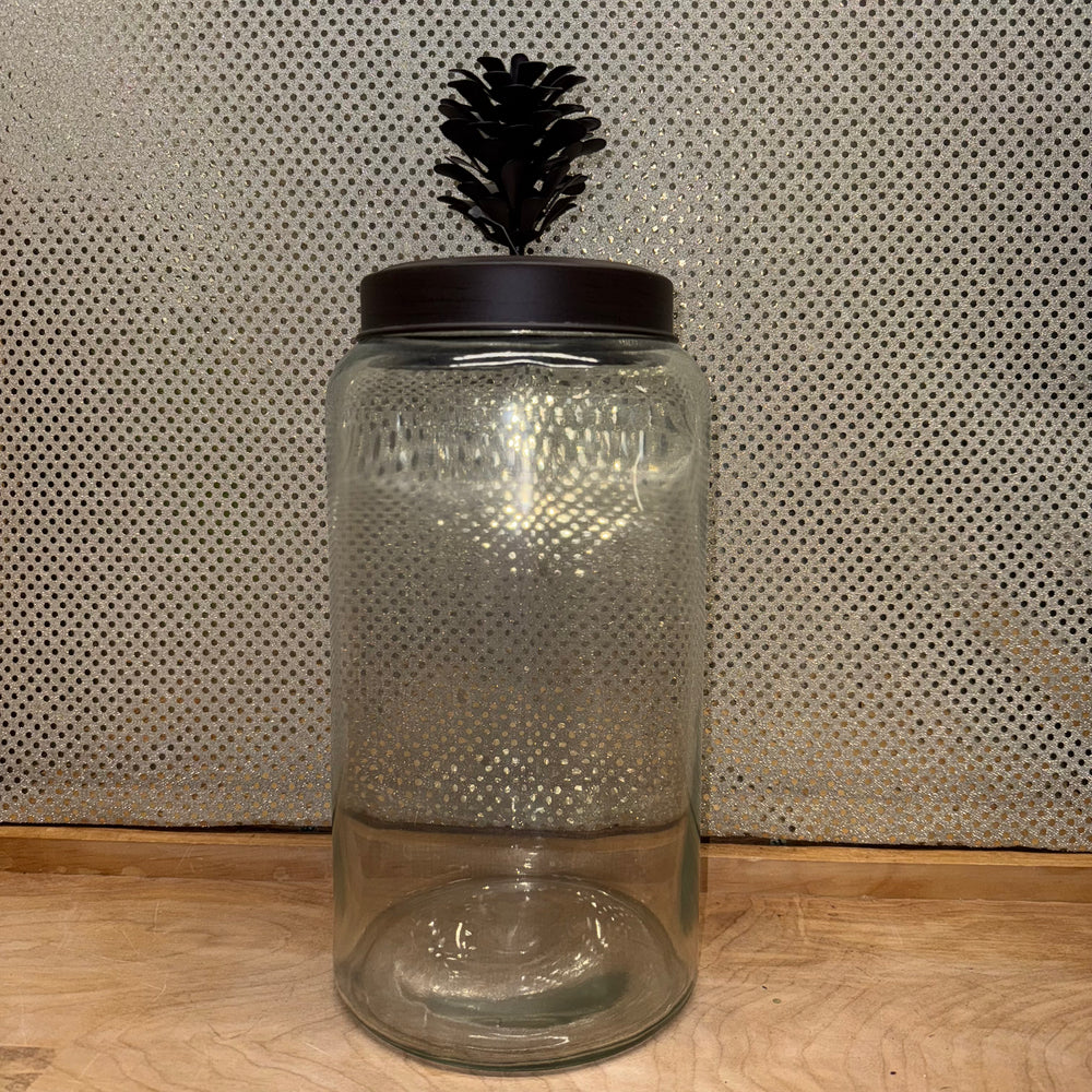 Glass Jar with Metal Pine Cone Lid