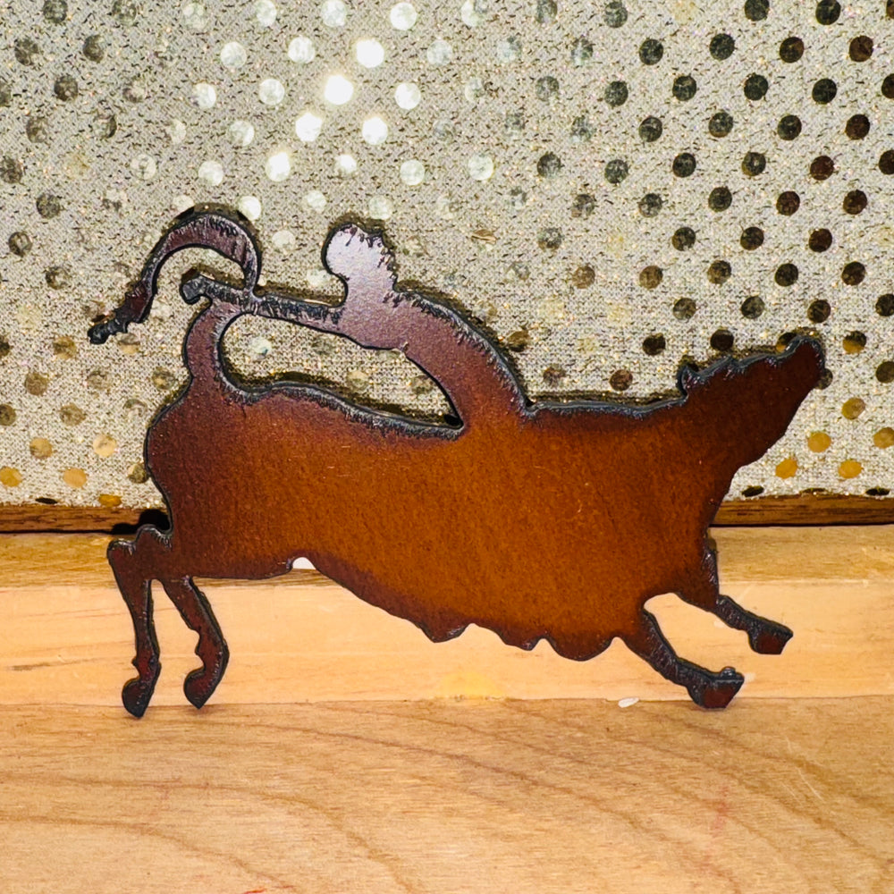 Rustic Iron Bull Rider Magnet