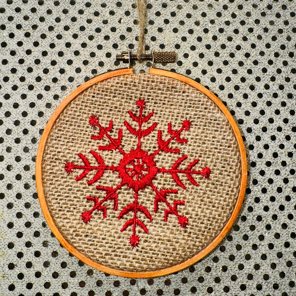 Embroidered Snowflake in Loop Ornament