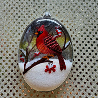 Cardinal Snow Disc Ornament