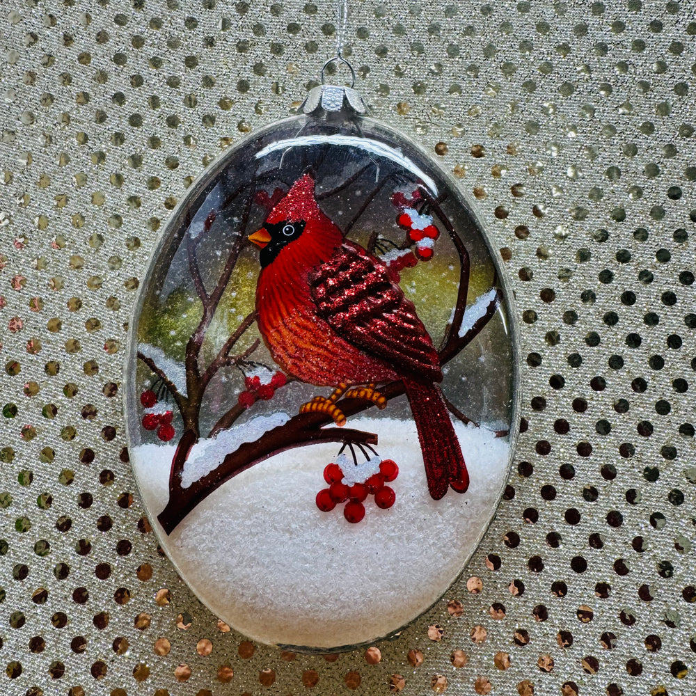 Cardinal Snow Disc Ornament