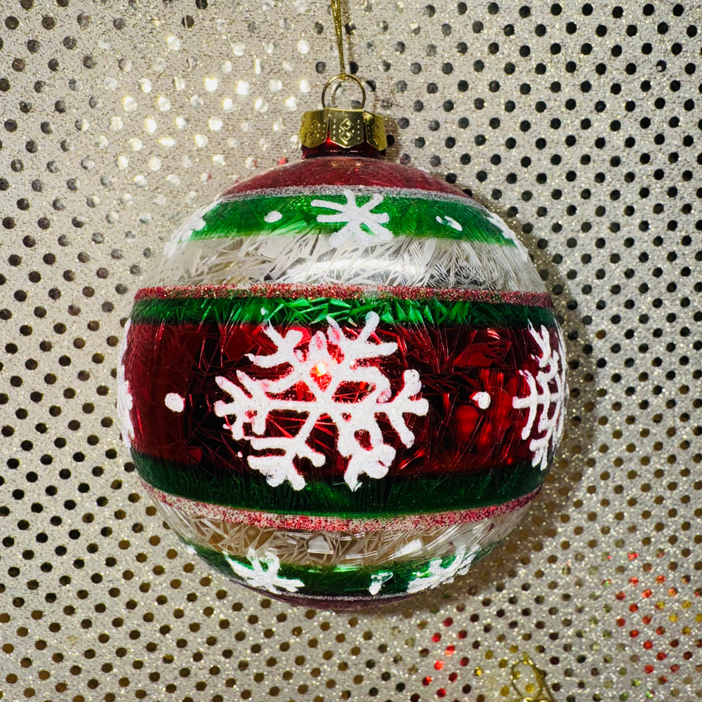 Striped Snowflake Ball Ornament