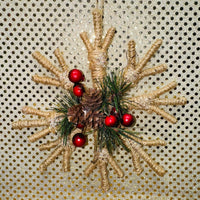 Twine Snowflake with Pine Cones and Berries Ornament