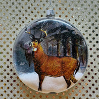 
              Moose or Deer Disc Ornament with Snow
            