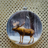 
              Moose or Deer Disc Ornament with Snow
            