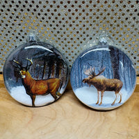 Moose or Deer Disc Ornament with Snow