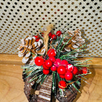 Crinkle Metal Ornament with Pine Cones and Berries