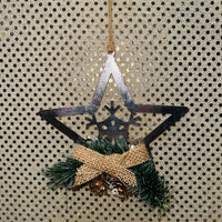 Metal Snowflake Ornament with Burlap Ribbon (3 Styles)