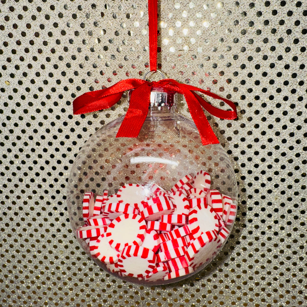 Peppermint Filled Ball Ornament